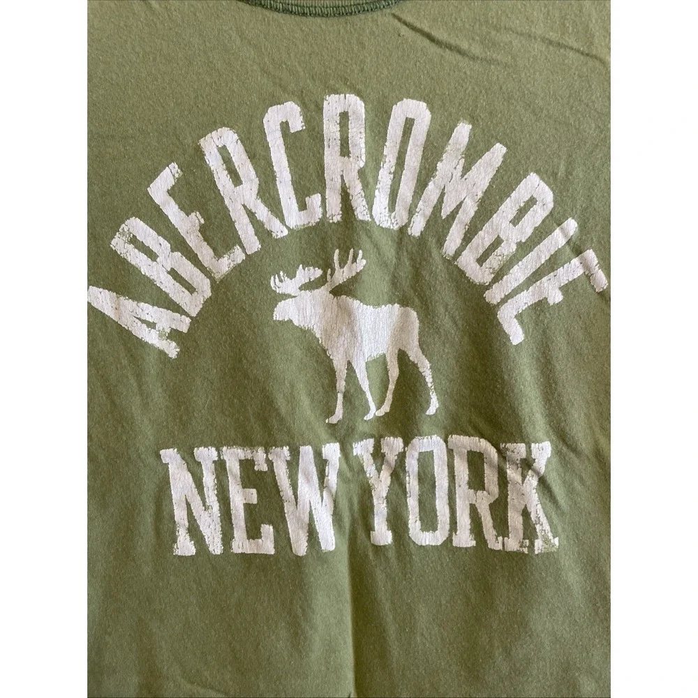 Junior's Abercrombie T-Shirt New York Moose VTG Green Size Large - Picture 2 of 6